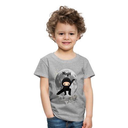 Kinder Premium T-Shirt - Ninja Mond - Grau meliert