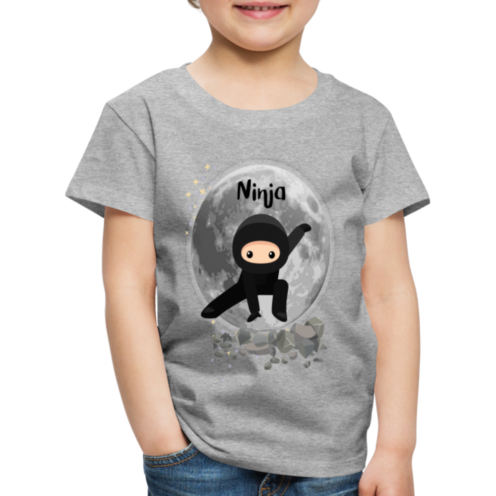 Kinder Premium T-Shirt - Ninja Mond - Grau meliert