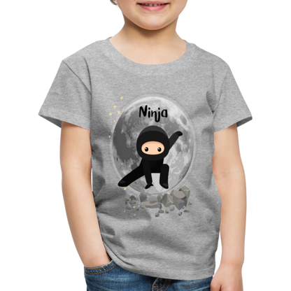 Kinder Premium T-Shirt - Ninja Mond - Grau meliert