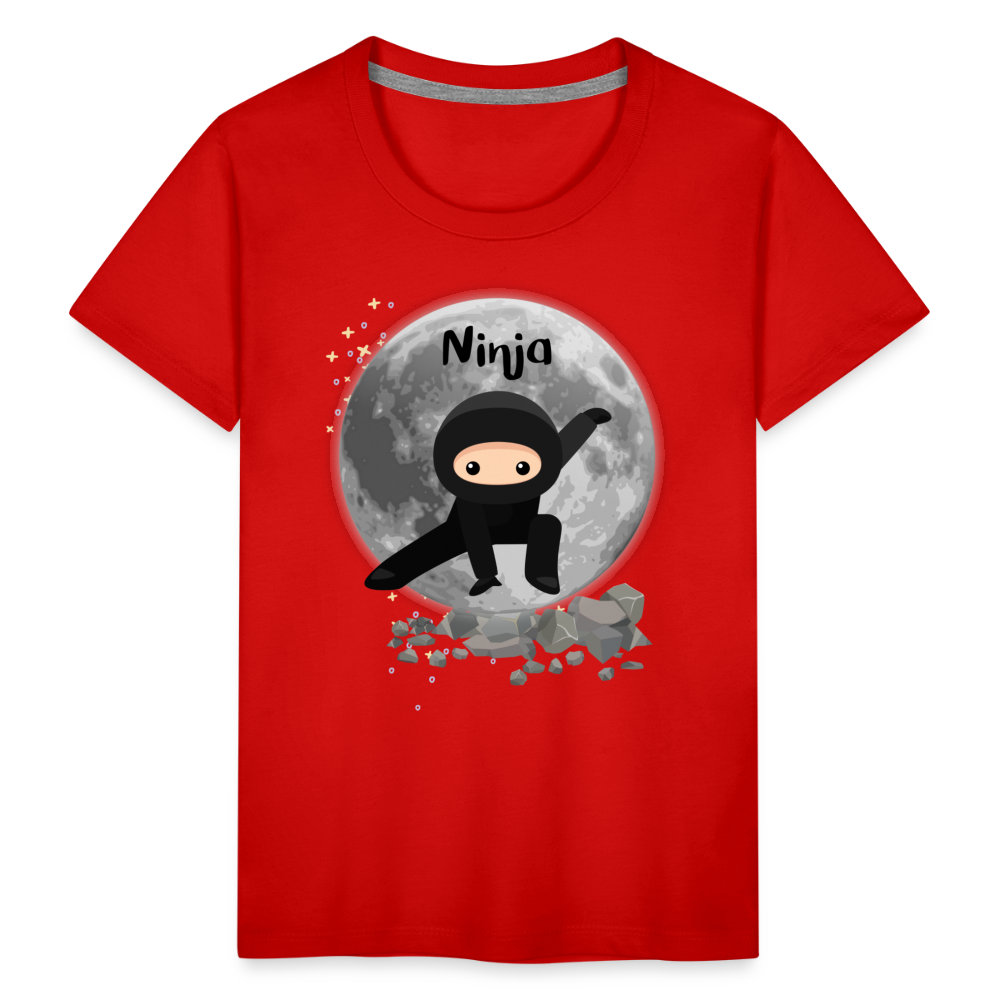 Kinder Premium T-Shirt - Ninja Mond - Rot