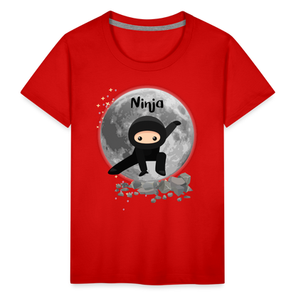 Kinder Premium T-Shirt - Ninja Mond - Rot