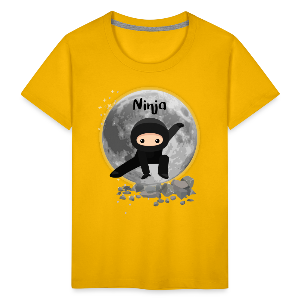 Kinder Premium T-Shirt - Ninja Mond - Sonnengelb