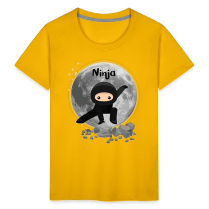 Kinder Premium T-Shirt - Ninja Mond - Sonnengelb