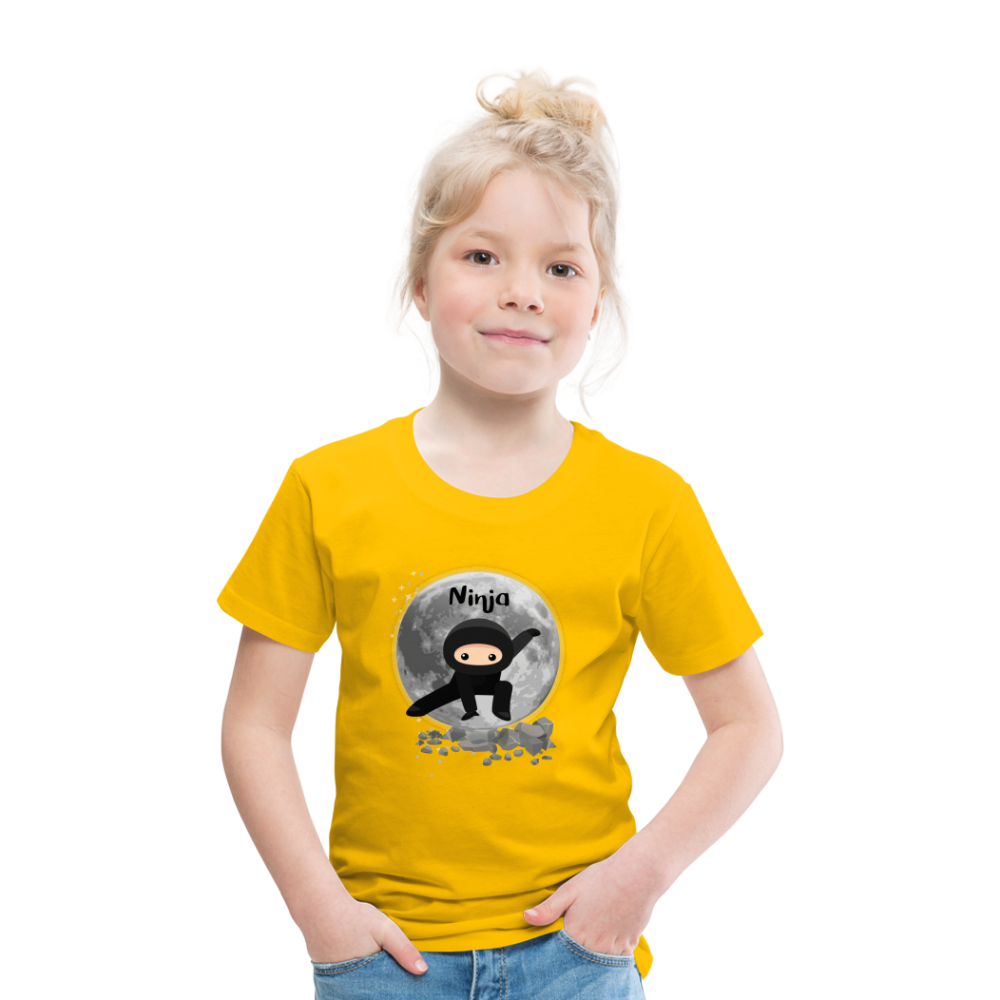 Kinder Premium T-Shirt - Ninja Mond - Sonnengelb