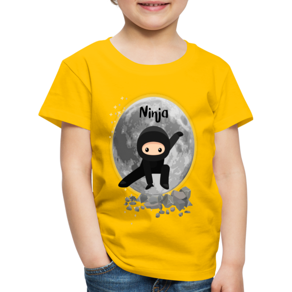 Kinder Premium T-Shirt - Ninja Mond - Sonnengelb