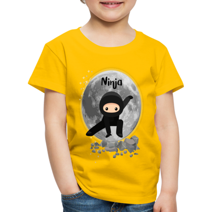 Kinder Premium T-Shirt - Ninja Mond - Sonnengelb