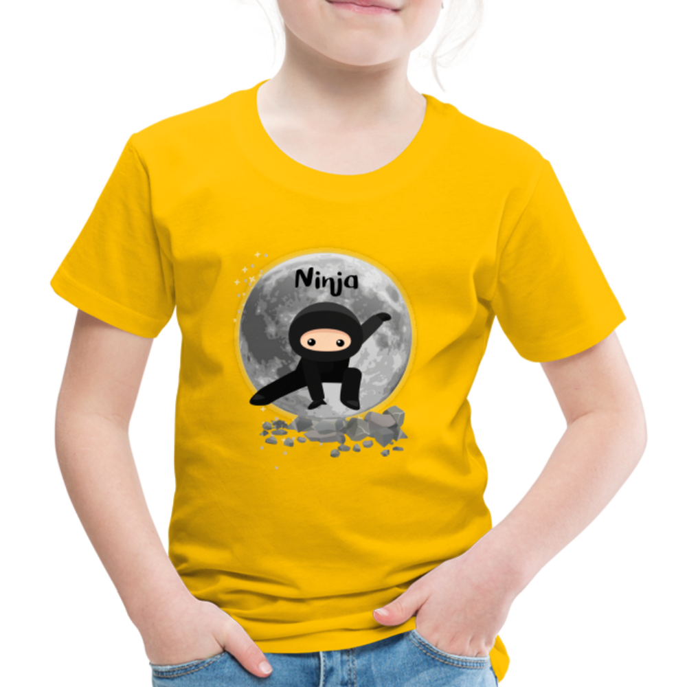 Kinder Premium T-Shirt - Ninja Mond - Sonnengelb