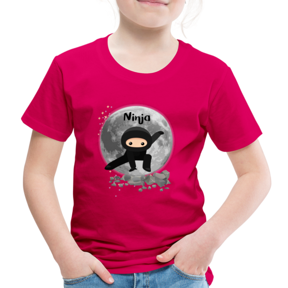 Kinder Premium T-Shirt - Ninja Mond - dunkles Pink