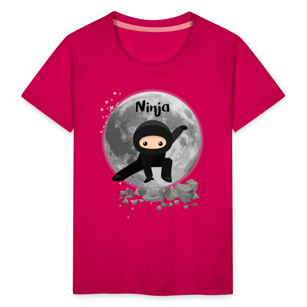 Kinder Premium T-Shirt - Ninja Mond - dunkles Pink