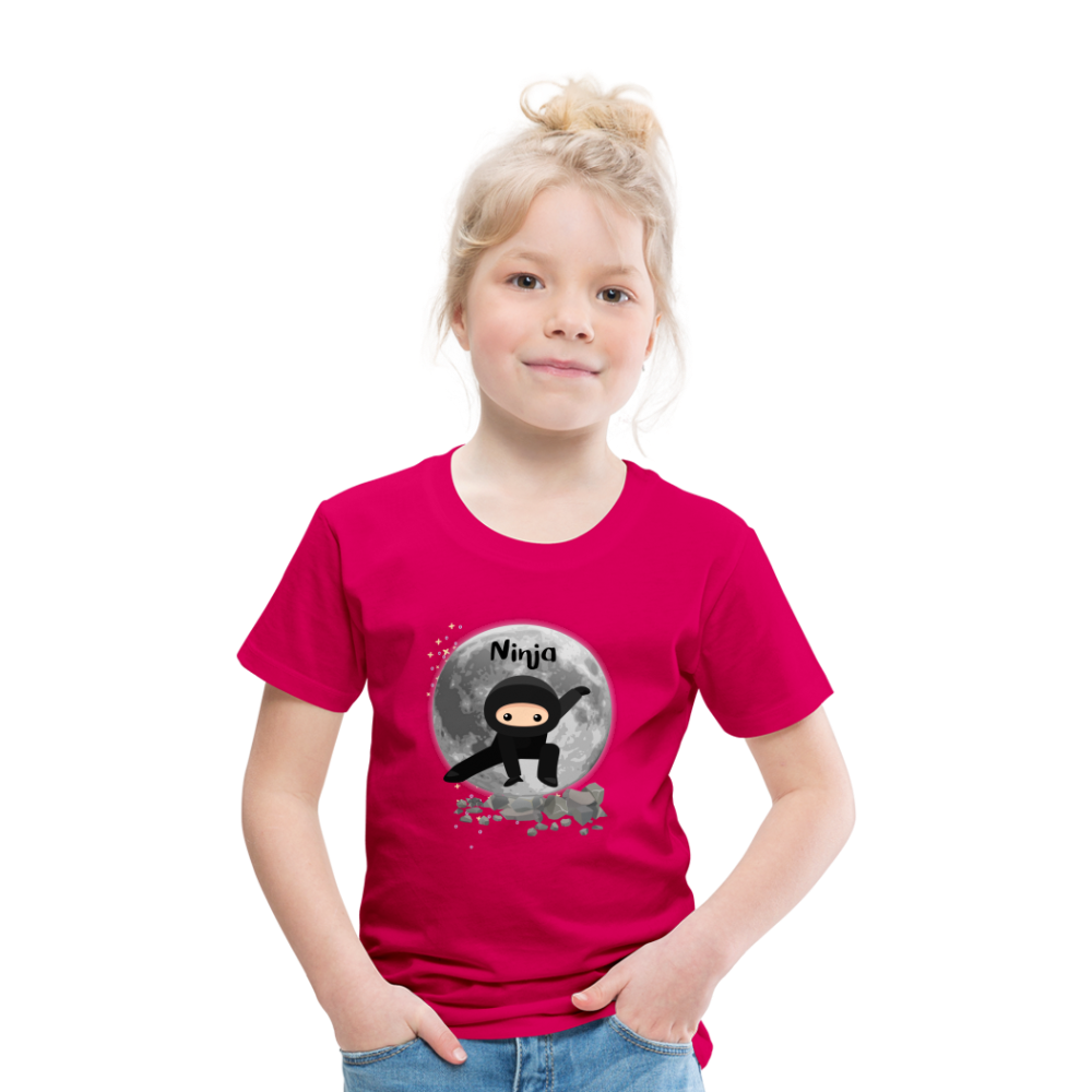 Kinder Premium T-Shirt - Ninja Mond - dunkles Pink