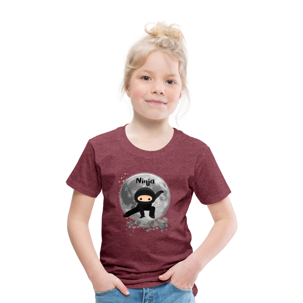 Kinder Premium T-Shirt - Ninja Mond - Bordeauxrot meliert