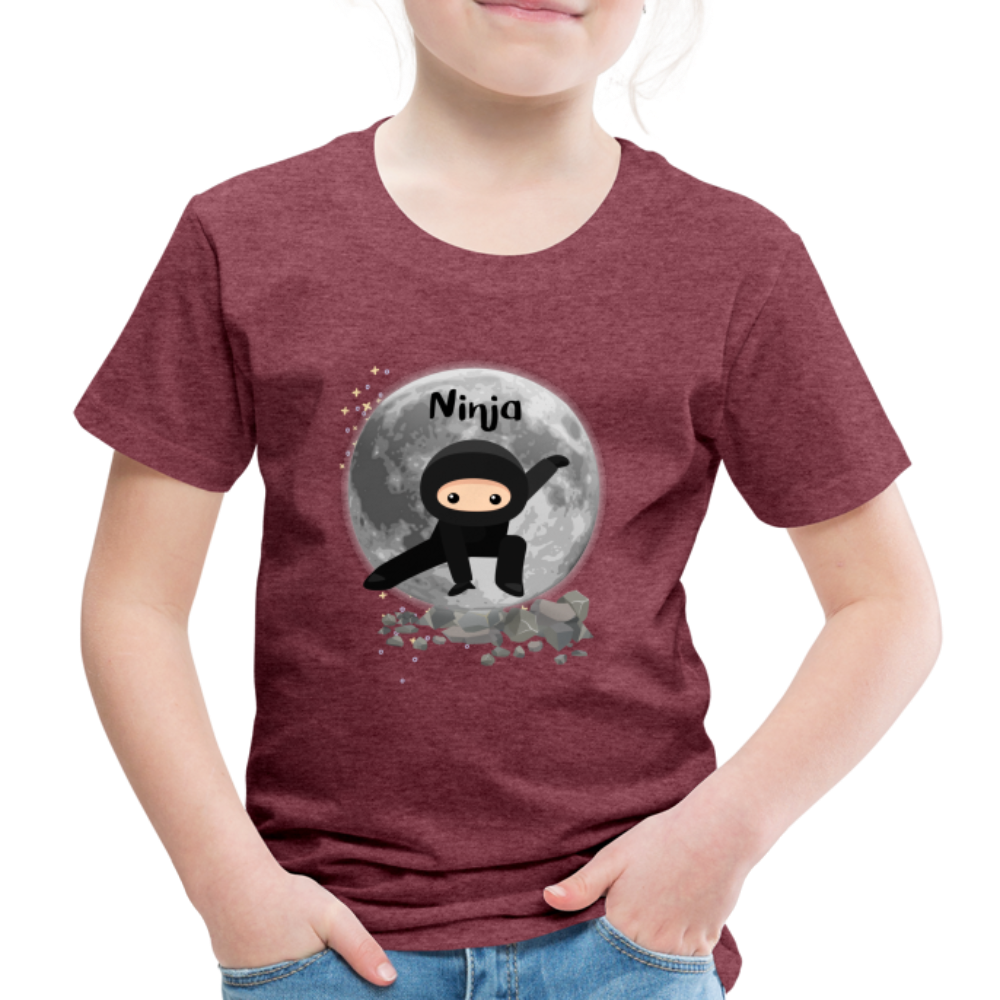 Kinder Premium T-Shirt - Ninja Mond - Bordeauxrot meliert