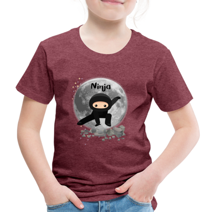 Kinder Premium T-Shirt - Ninja Mond - Bordeauxrot meliert