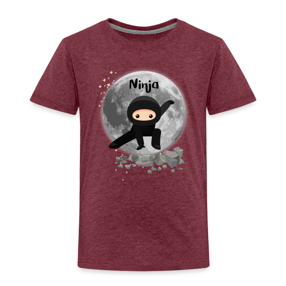 Kinder Premium T-Shirt - Ninja Mond - Bordeauxrot meliert