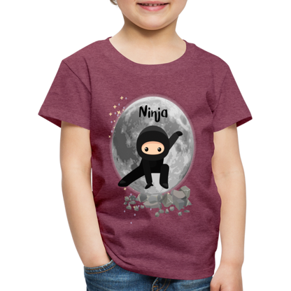 Kinder Premium T-Shirt - Ninja Mond - Bordeauxrot meliert