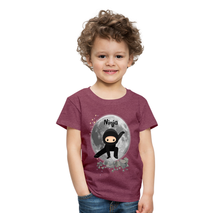 Kinder Premium T-Shirt - Ninja Mond - Bordeauxrot meliert