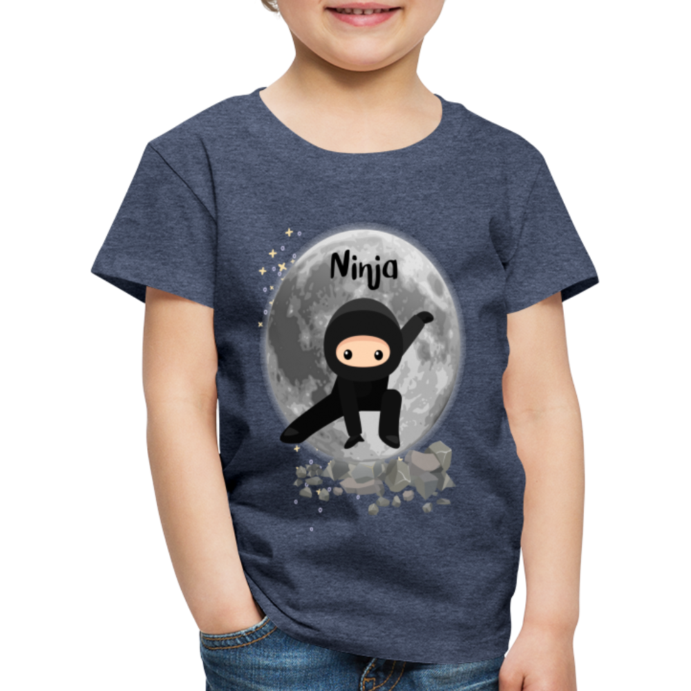 Kinder Premium T-Shirt - Ninja Mond - Blau meliert