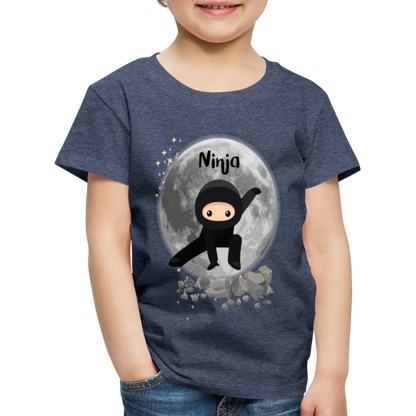 Kinder Premium T-Shirt - Ninja Mond - Blau meliert