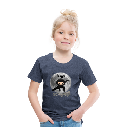 Kinder Premium T-Shirt - Ninja Mond - Blau meliert