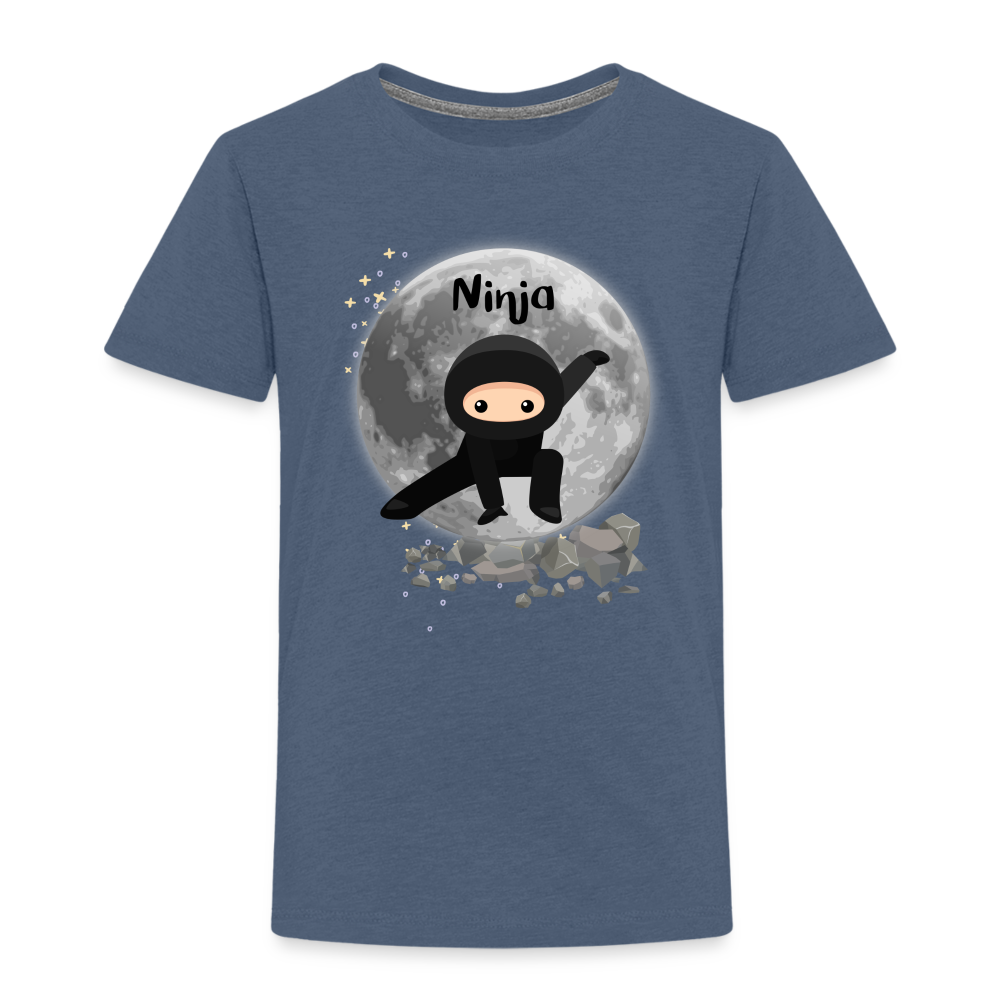 Kinder Premium T-Shirt - Ninja Mond - Blau meliert