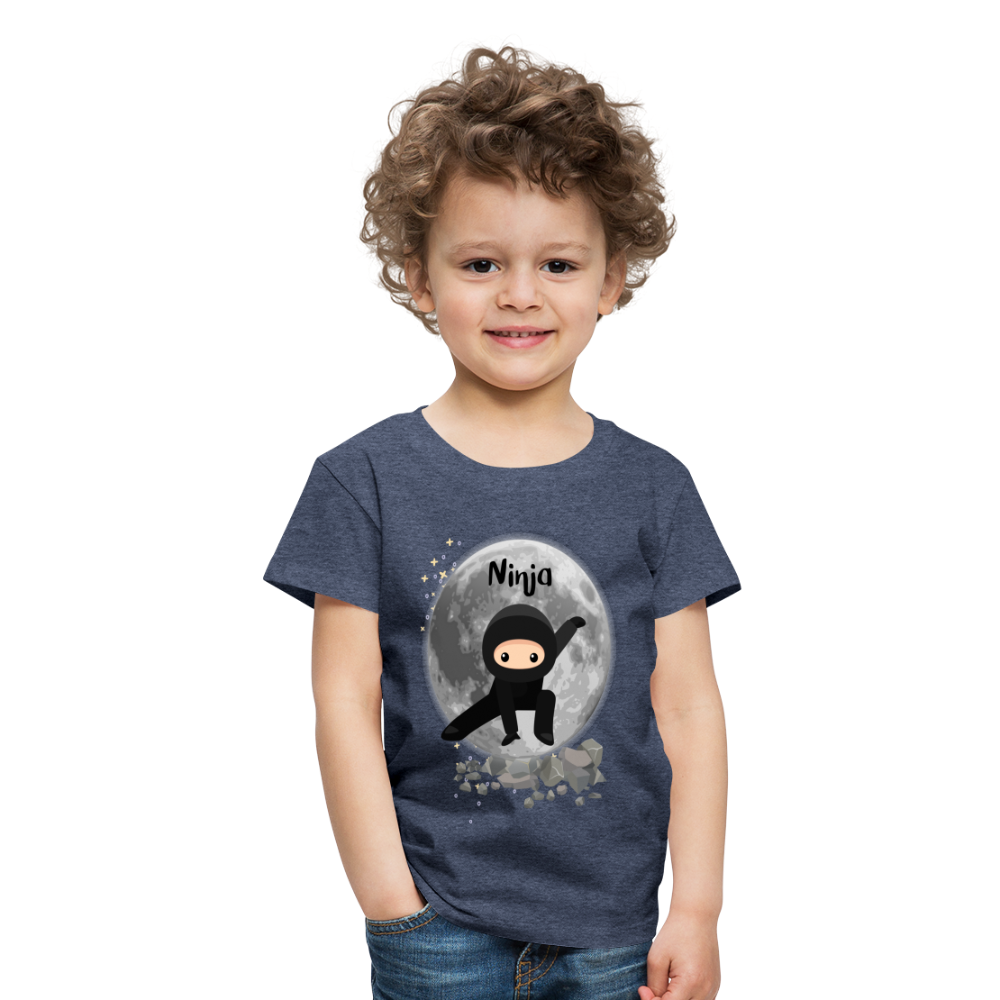 Kinder Premium T-Shirt - Ninja Mond - Blau meliert