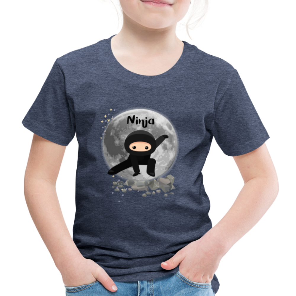 Kinder Premium T-Shirt - Ninja Mond - Blau meliert