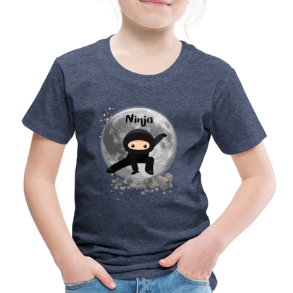 Kinder Premium T-Shirt - Ninja Mond - Blau meliert