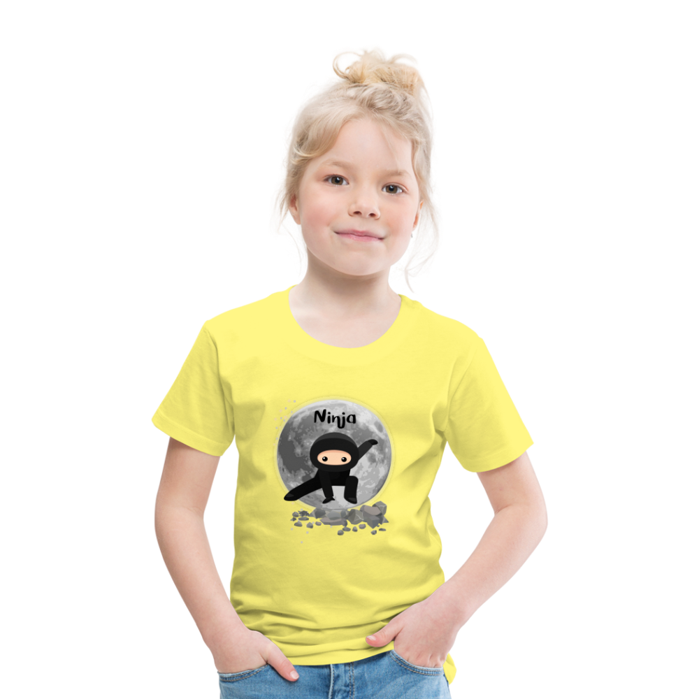 Kinder Premium T-Shirt - Ninja Mond - Gelb