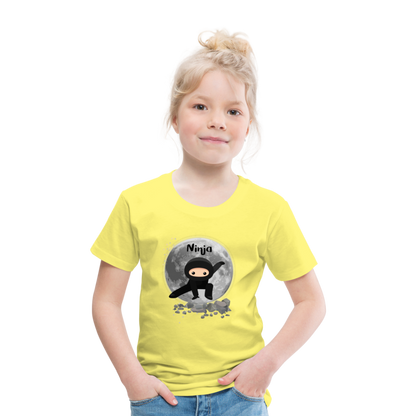 Kinder Premium T-Shirt - Ninja Mond - Gelb