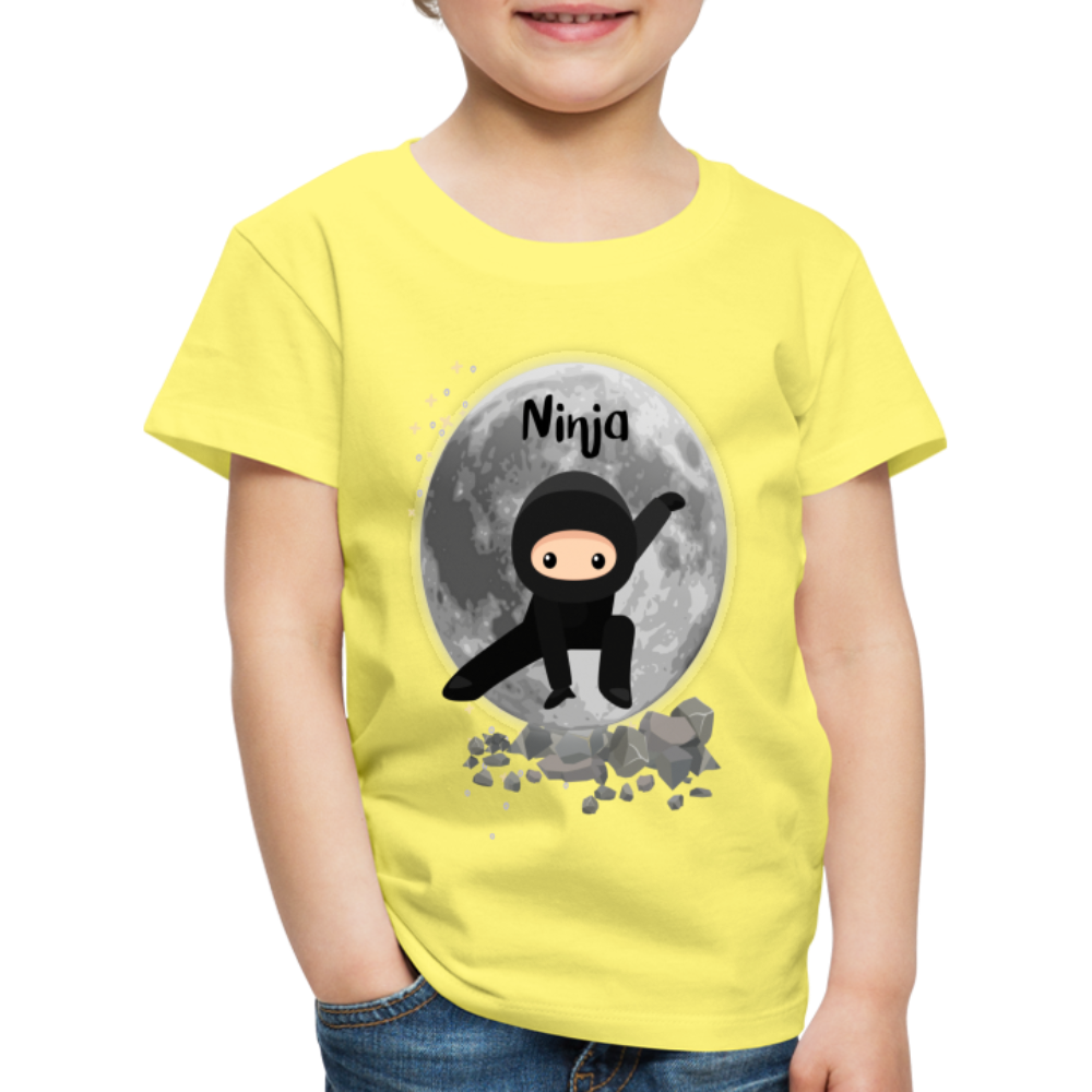 Kinder Premium T-Shirt - Ninja Mond - Gelb