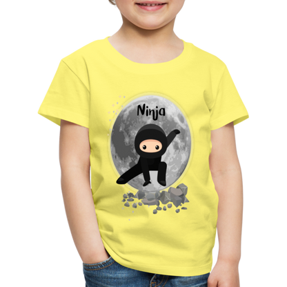 Kinder Premium T-Shirt - Ninja Mond - Gelb