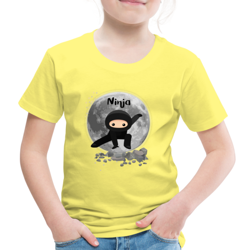 Kinder Premium T-Shirt - Ninja Mond - Gelb