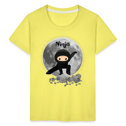 Kinder Premium T-Shirt - Ninja Mond - Gelb