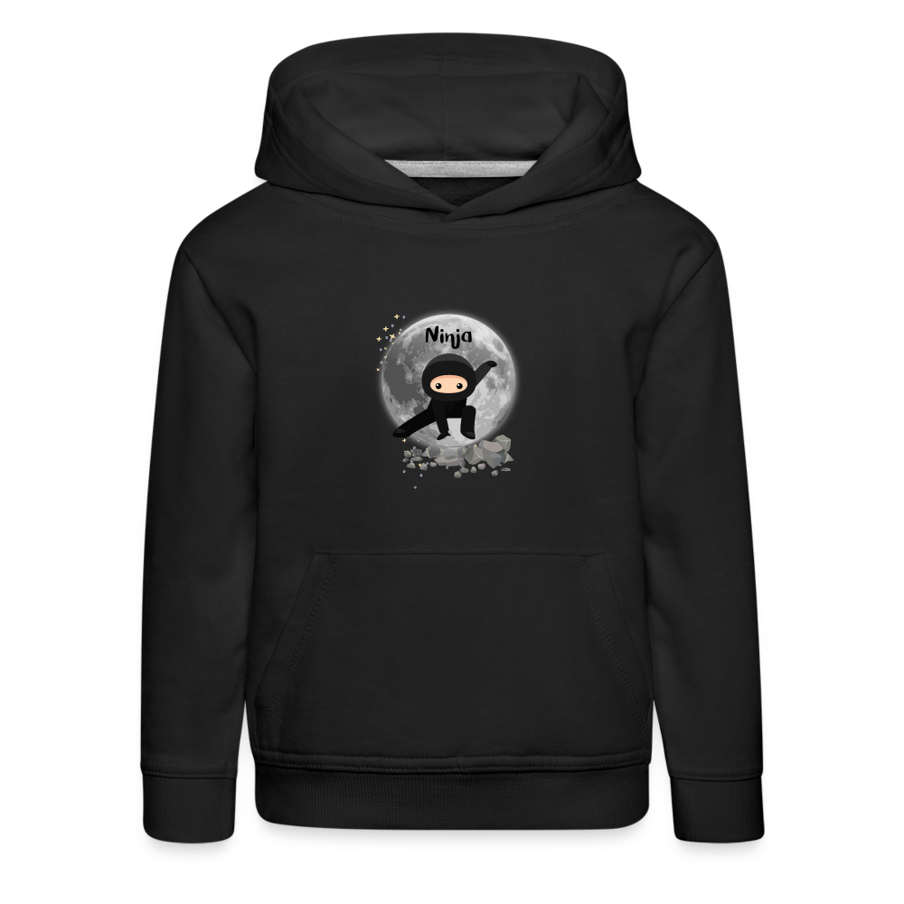 Kinder Premium Hoodie - Ninja Mond - Schwarz