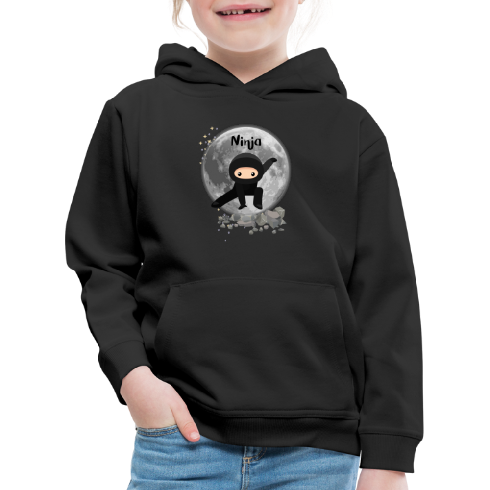 Kinder Premium Hoodie - Ninja Mond - Schwarz