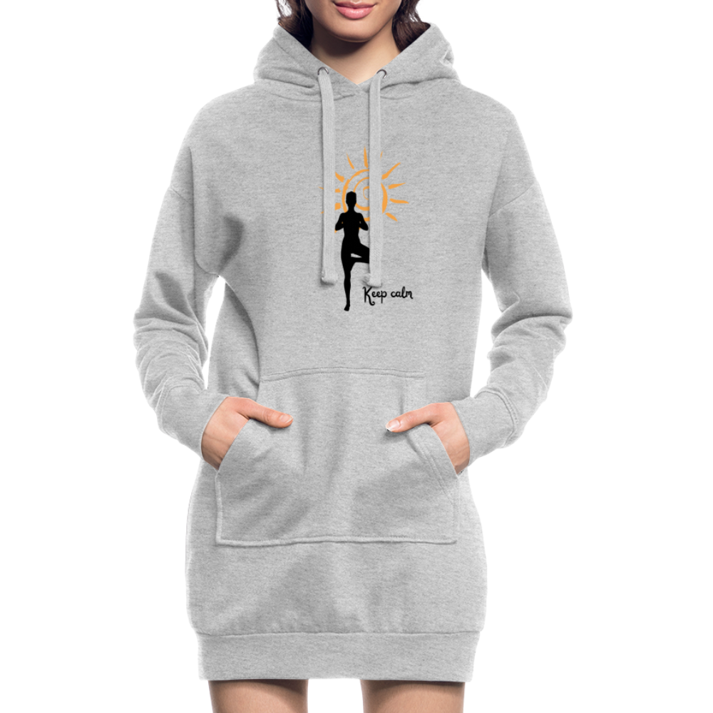 Hoodie-Kleid - Keep calm - Grau meliert