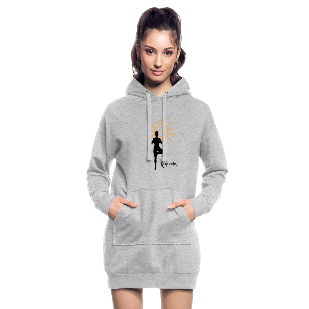 Hoodie-Kleid - Keep calm - Grau meliert