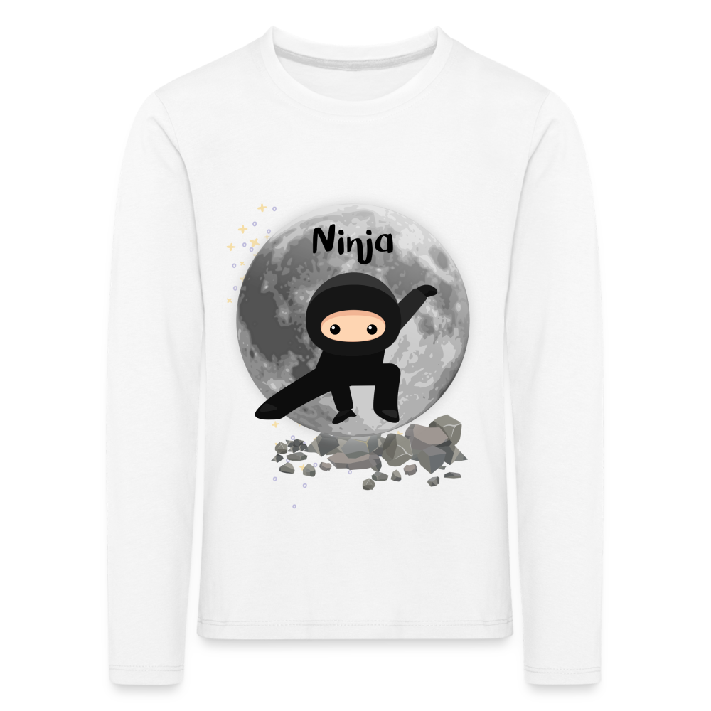 Kinder Premium Langarmshirt - Ninja Mond - weiß