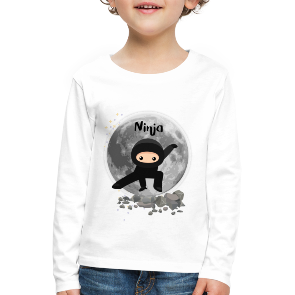 Kinder Premium Langarmshirt - Ninja Mond - weiß