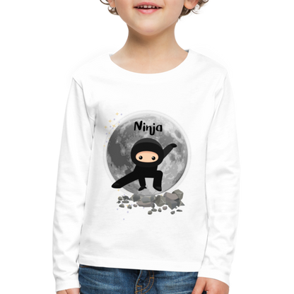 Kinder Premium Langarmshirt - Ninja Mond - weiß