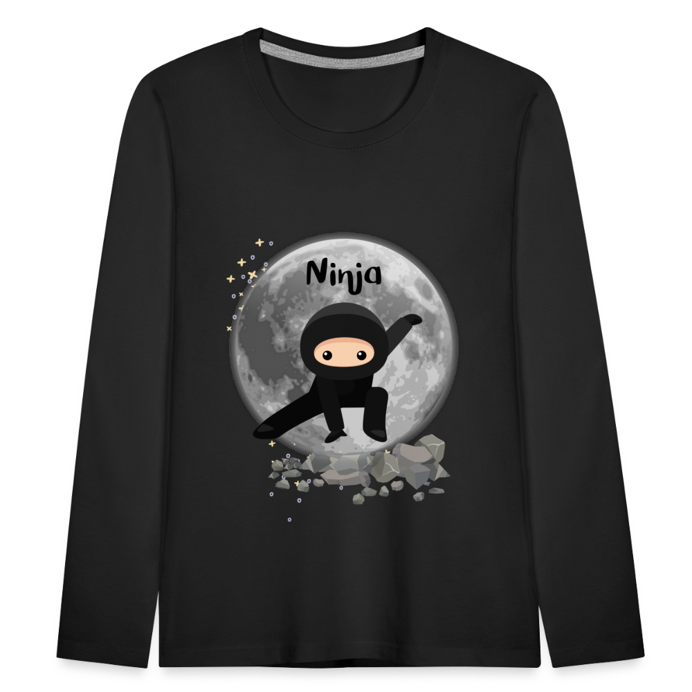 Kinder Premium Langarmshirt - Ninja Mond - Schwarz