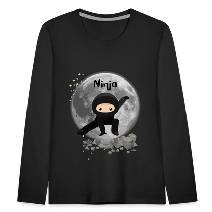 Kinder Premium Langarmshirt - Ninja Mond - Schwarz