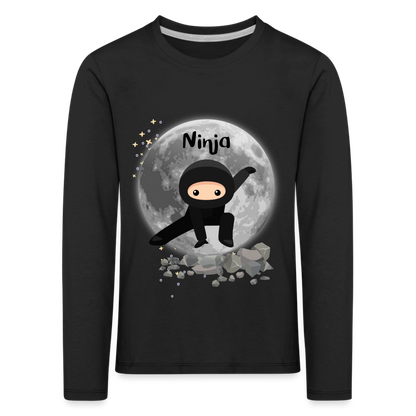 Kinder Premium Langarmshirt - Ninja Mond - Schwarz