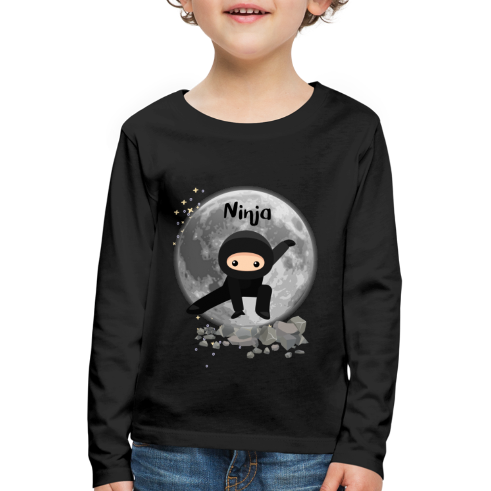 Kinder Premium Langarmshirt - Ninja Mond - Schwarz