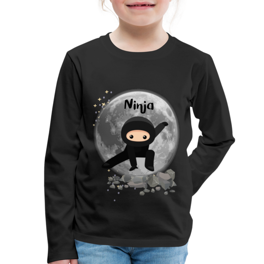 Kinder Premium Langarmshirt - Ninja Mond - Schwarz