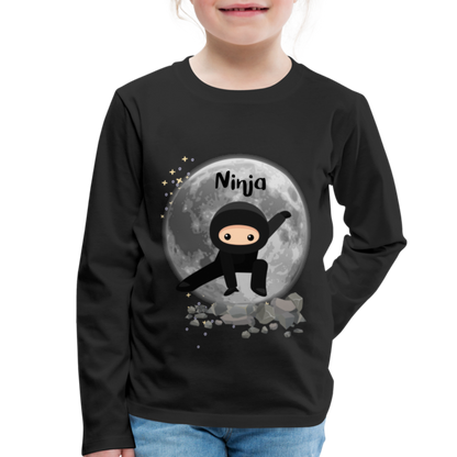 Kinder Premium Langarmshirt - Ninja Mond - Schwarz