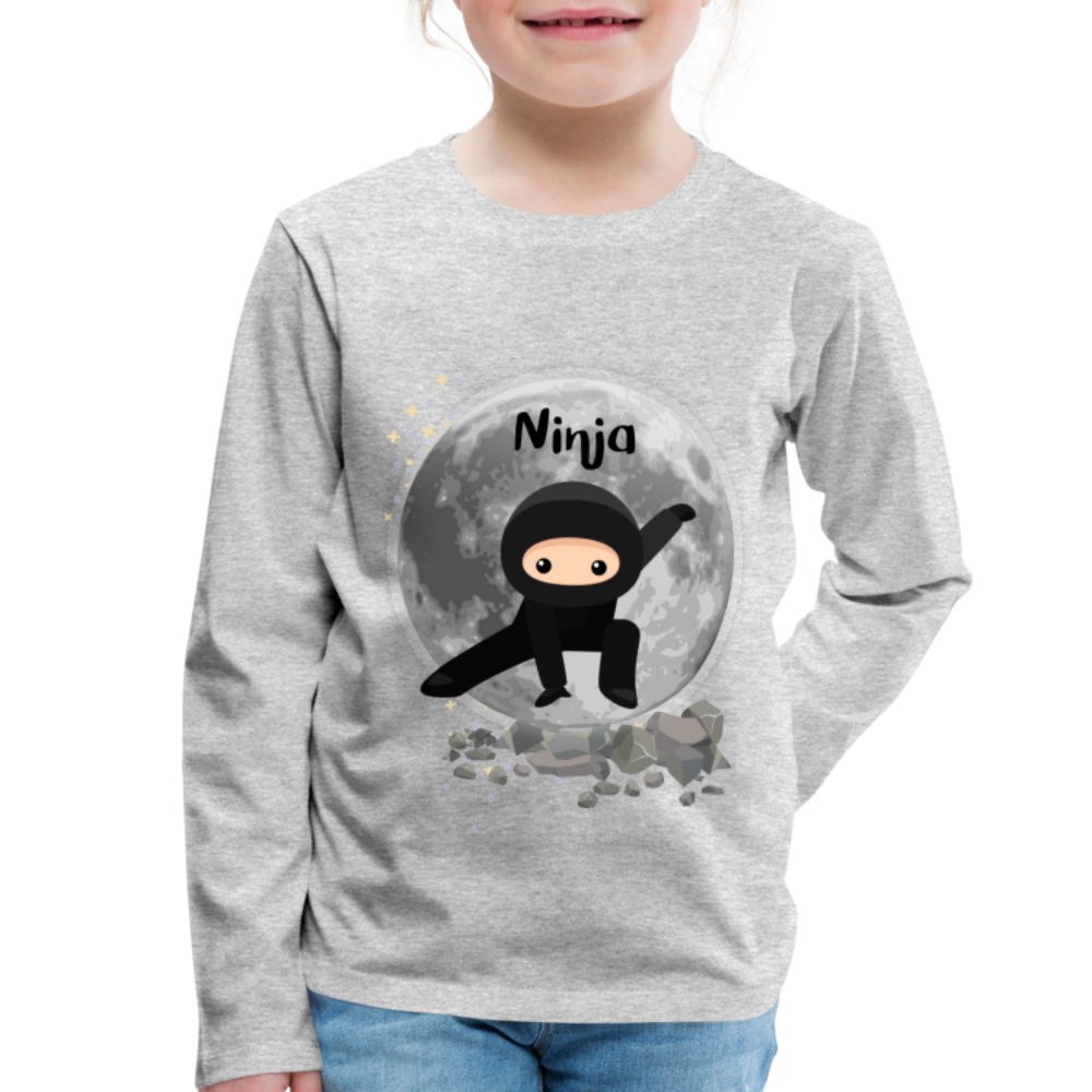 Kinder Premium Langarmshirt - Ninja Mond - Grau meliert