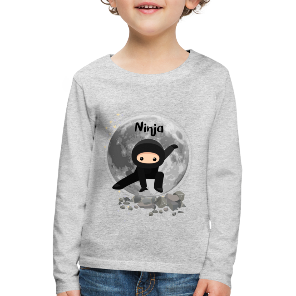 Kinder Premium Langarmshirt - Ninja Mond - Grau meliert