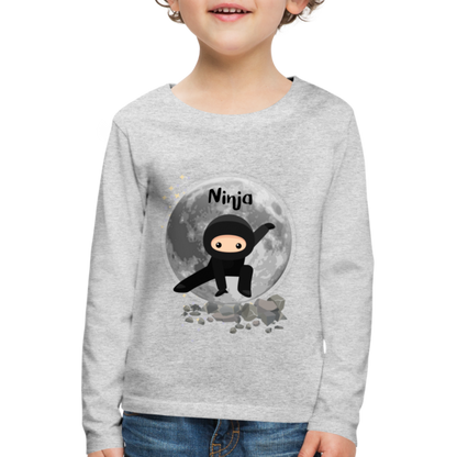 Kinder Premium Langarmshirt - Ninja Mond - Grau meliert