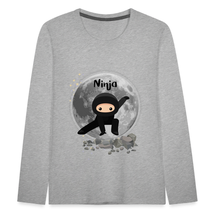 Kinder Premium Langarmshirt - Ninja Mond - Grau meliert